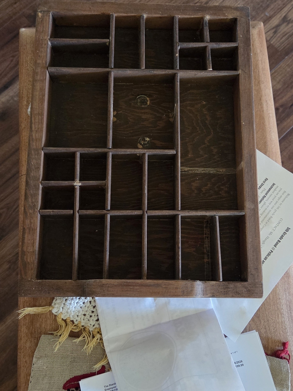 Dark Brown Compartment Mini Tray With Hanger